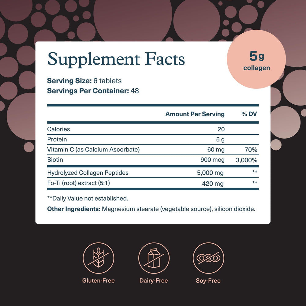 Youtheory Men’s Collagen tablets shown with a glass for daily intake.