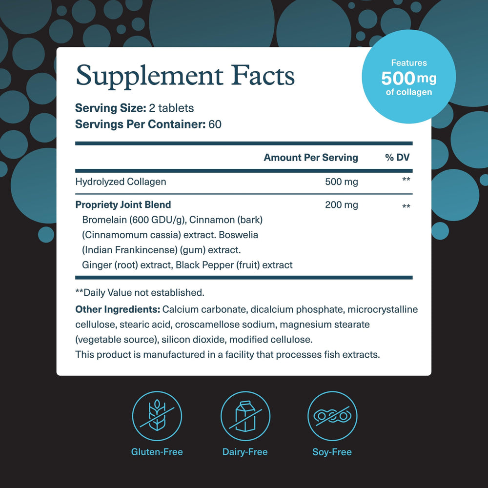 Youtheory Men's Joint Collagen bottle label close-up highlighting ingredients