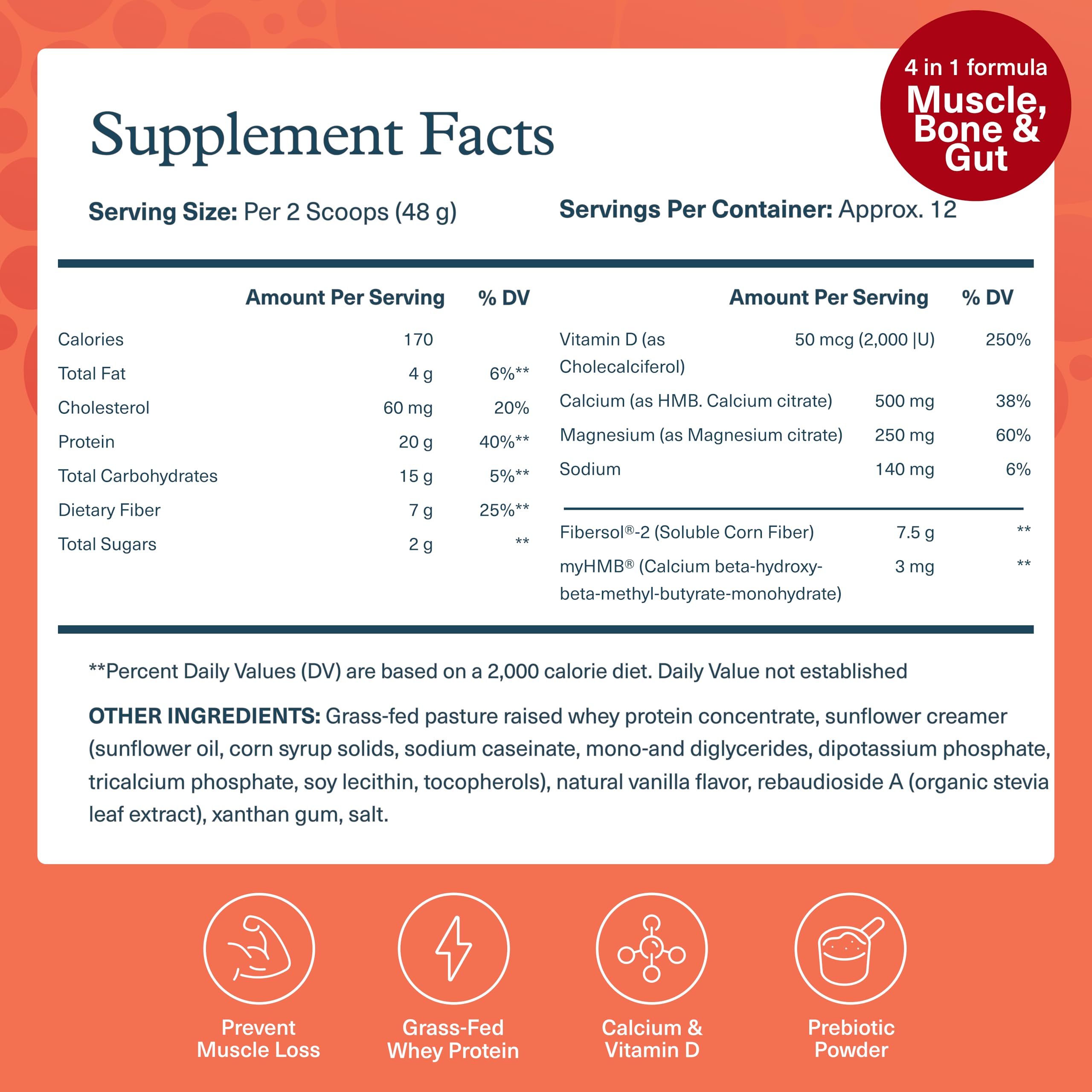 Youtheory Muscle Guard powder scoop highlights 20 g protein for lean muscle