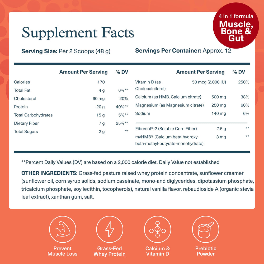 Youtheory Muscle Guard powder scoop highlights 20 g protein for lean muscle