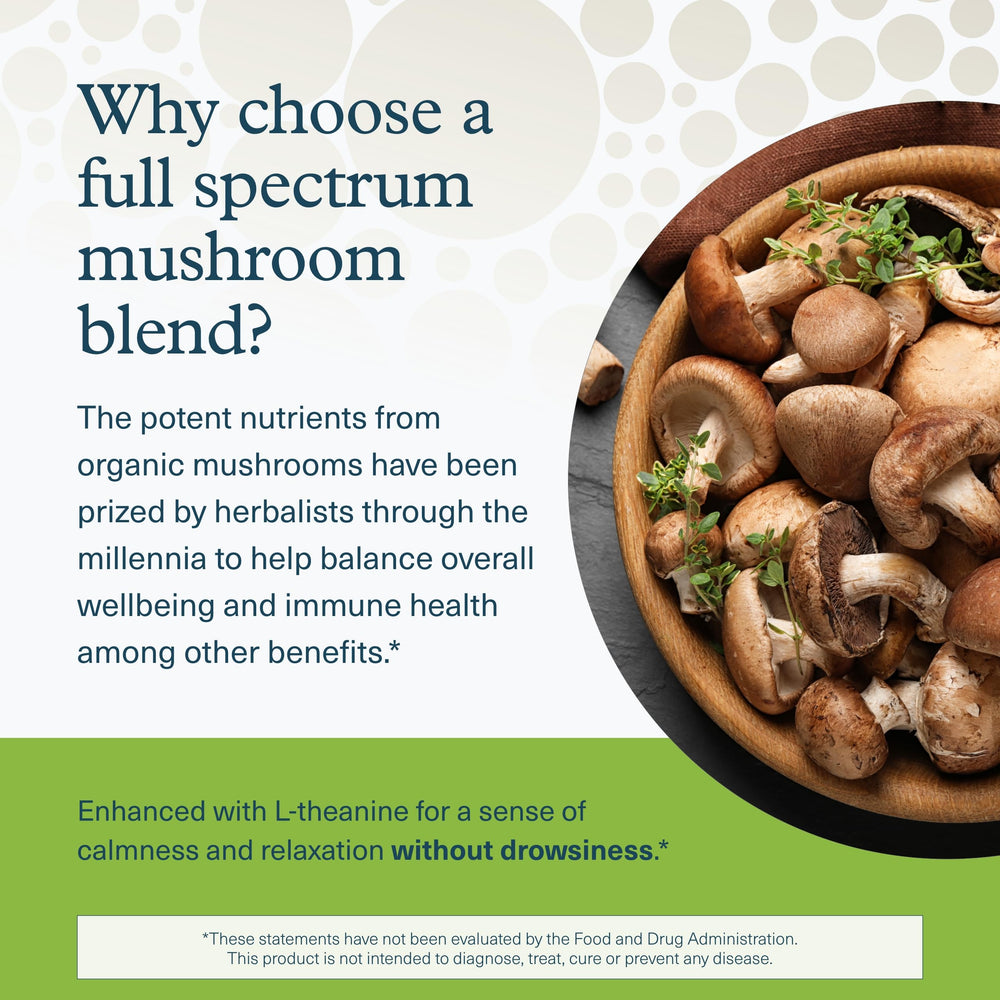 Youtheory Mushroom Stress Complex mushroom blend details including cordyceps and reishi