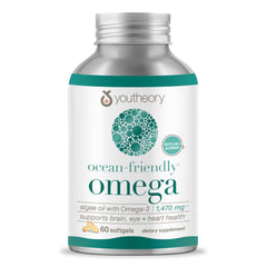 Youtheory Ocean-Friendly Omega bottle-front highlights algae-based EPA and DHA