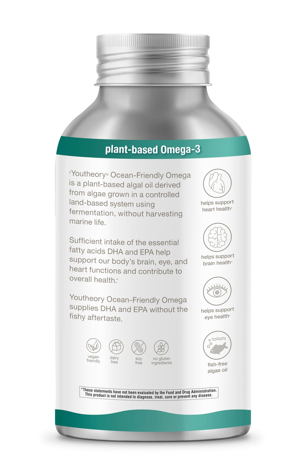 Youtheory Ocean-Friendly Omega recyclable container emphasizes eco-friendly packaging