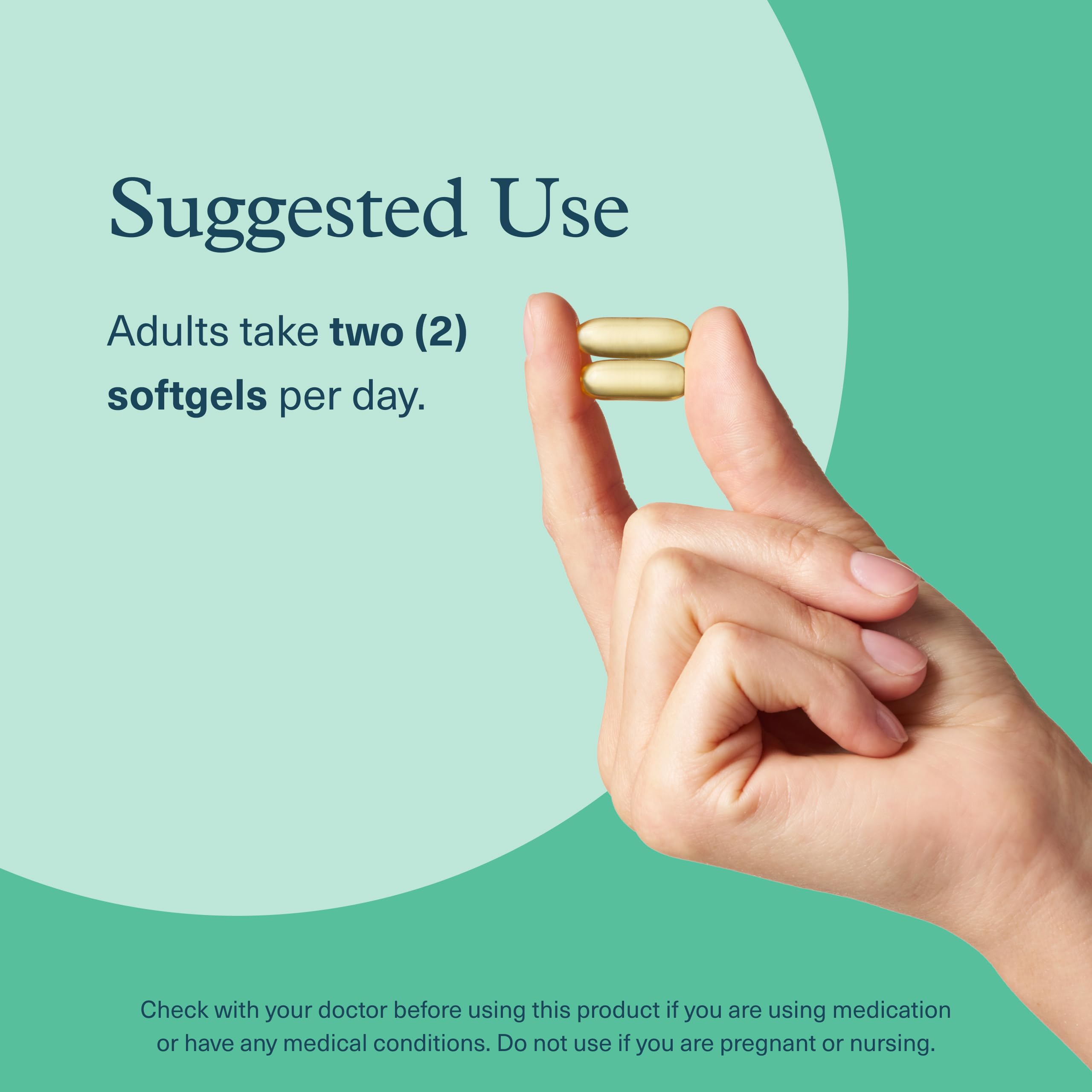 Vegan-friendly symbol displayed on Youtheory Ocean-Friendly Omega package