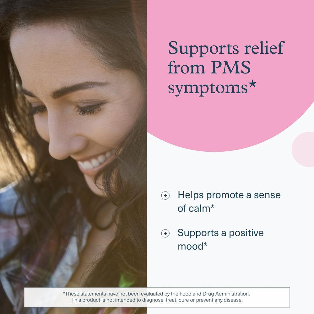 Youtheory PMS Comfort+ capsules closeup highlighting vegetarian formulation.