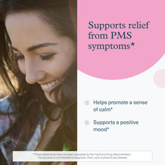 Youtheory PMS Comfort+ capsules closeup highlighting vegetarian formulation.