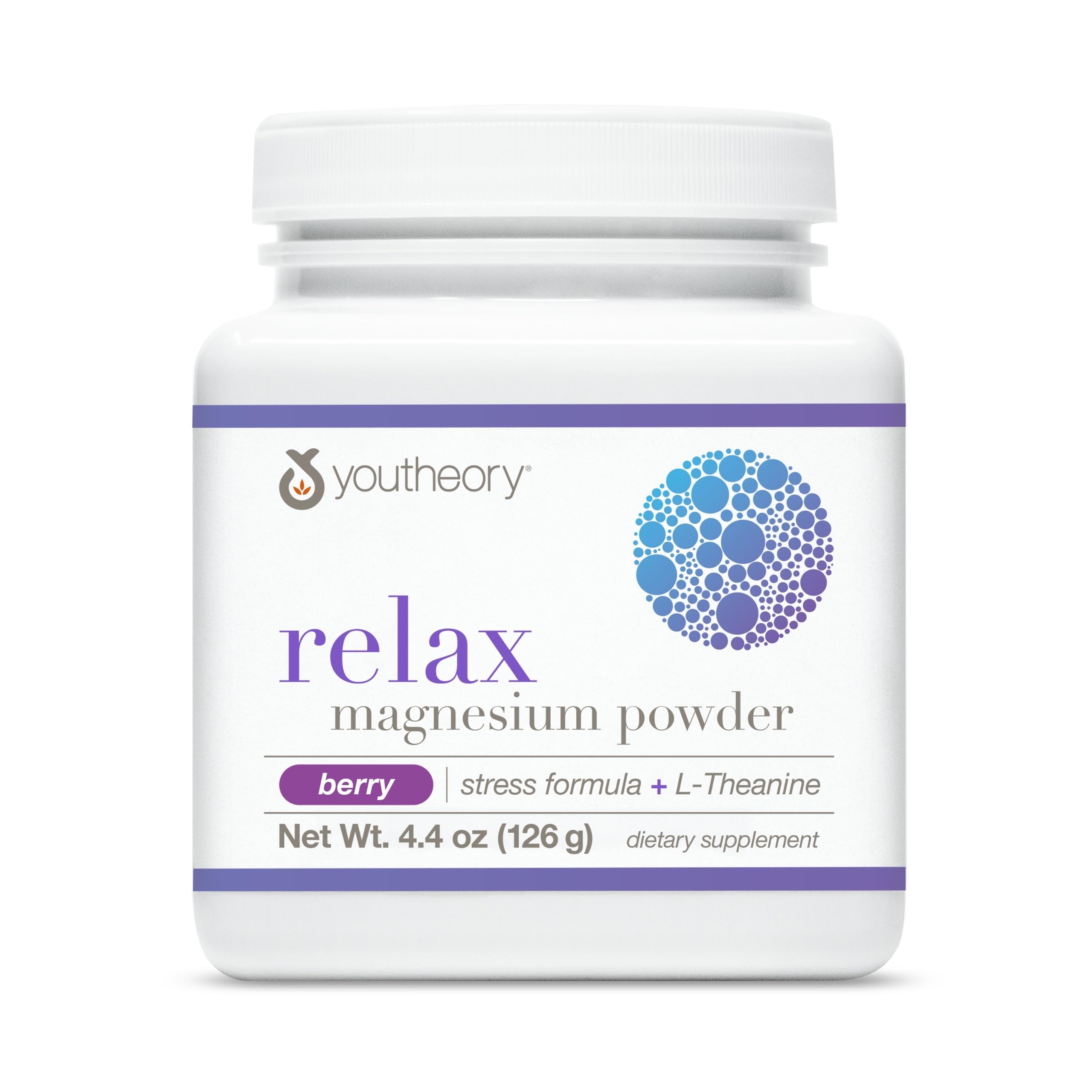 Youtheory Relax magnesium powder bottle shown for daily relaxation support