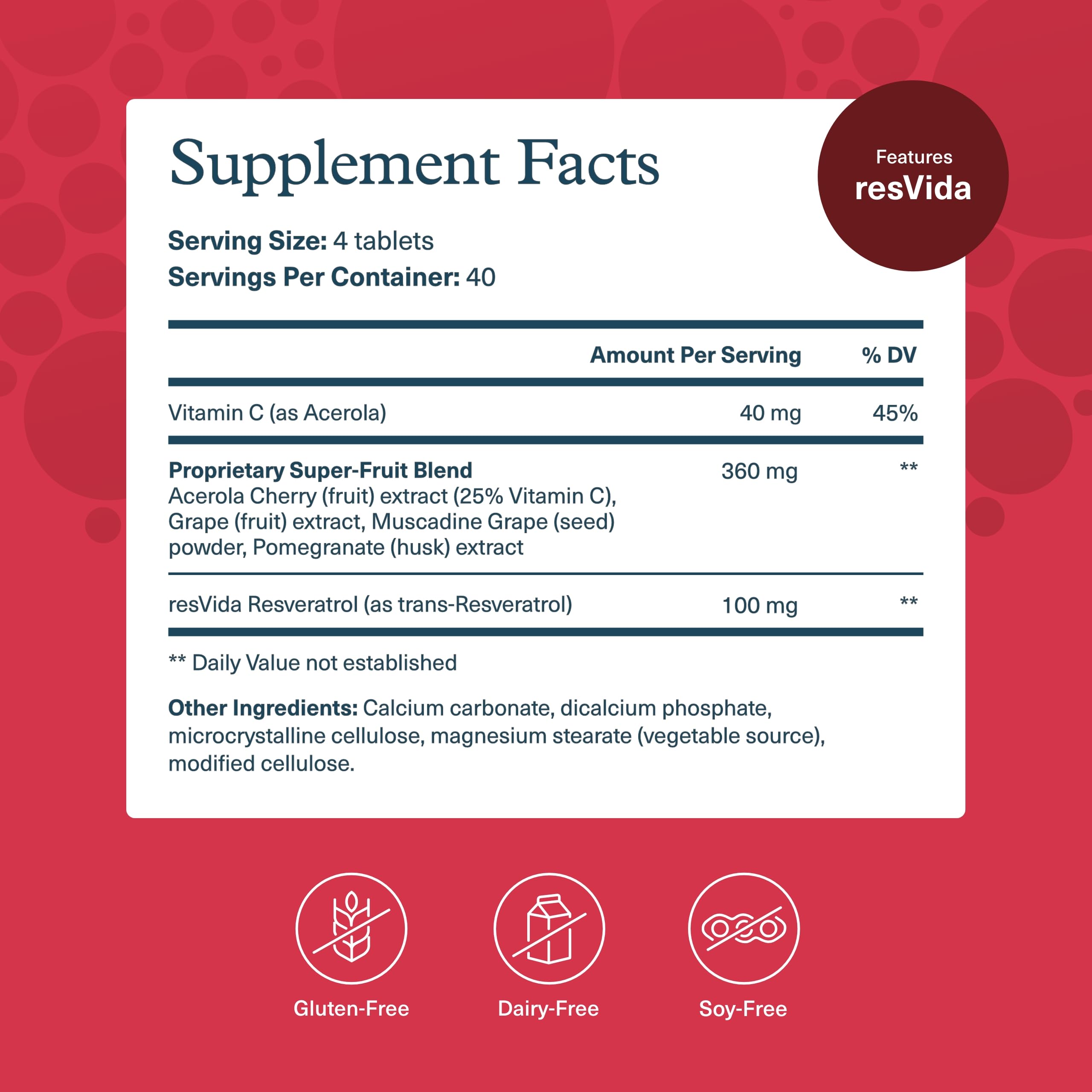 Youtheory Resveratrol Advanced bottle back shows supplement facts and usage guidance