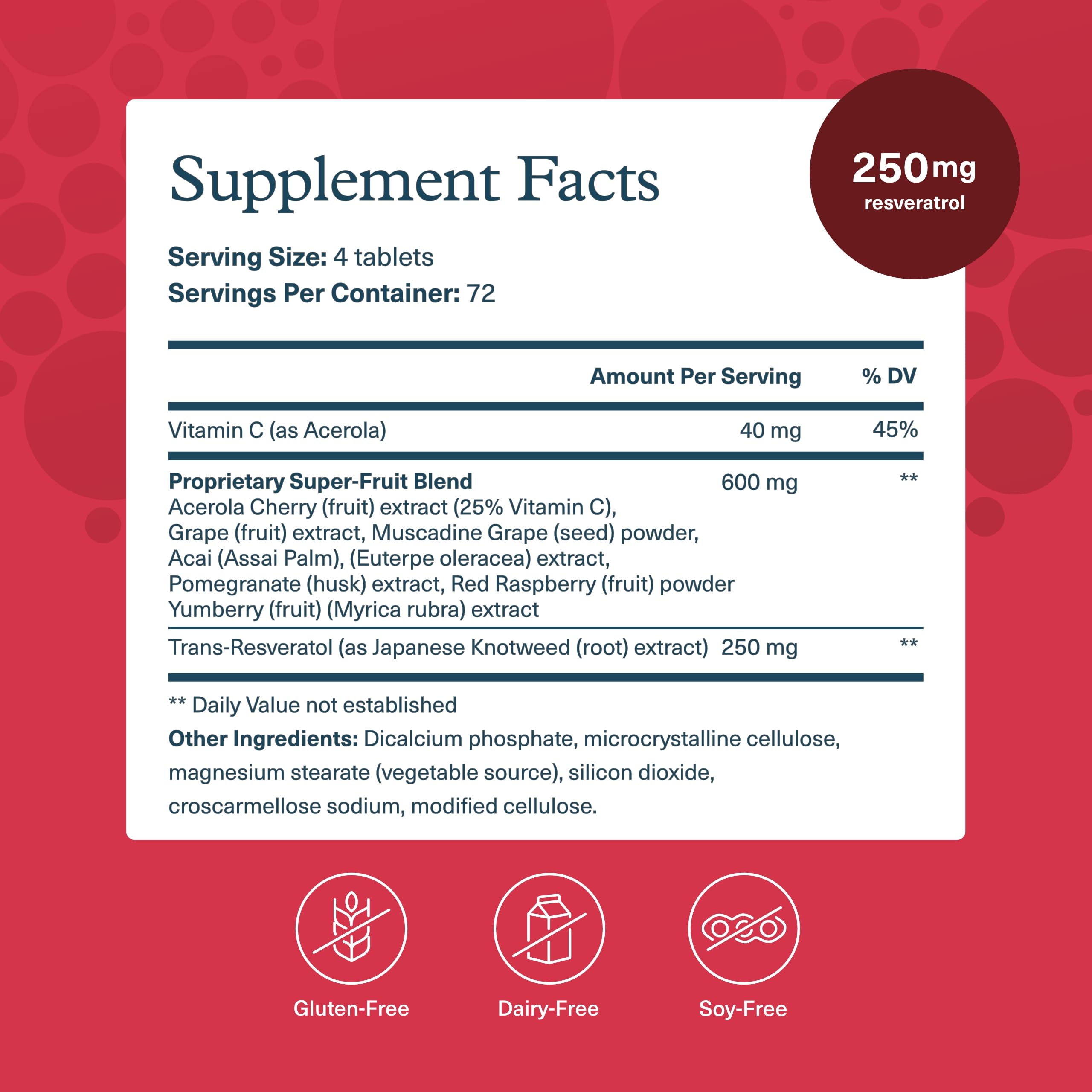 Youtheory Resveratrol Advanced label highlights ResVida and the super-fruit blend.