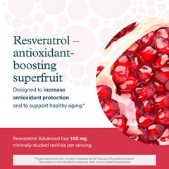 Youtheory Resveratrol Advanced tablets close-up suggests daily antioxidant support