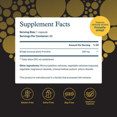 Youtheory Shilajit capsules close-up highlighting PrimaVie extract for vitality