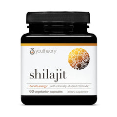 Youtheory Shilajit Primavie bottle front, suggesting energy support for daily use