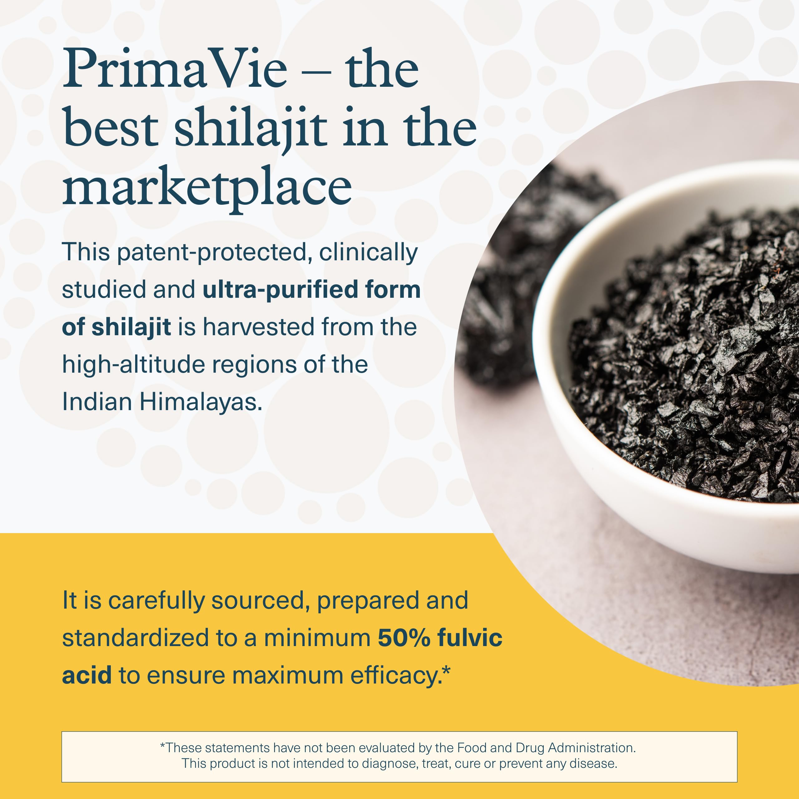 Youtheory Shilajit Primavie label detail, showing 500 mg per serving