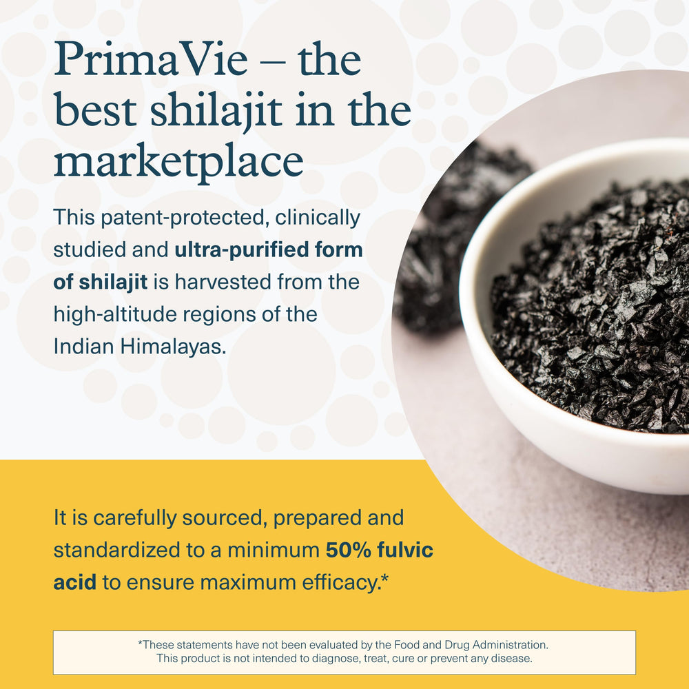 Youtheory Shilajit Primavie label detail, showing 500 mg per serving