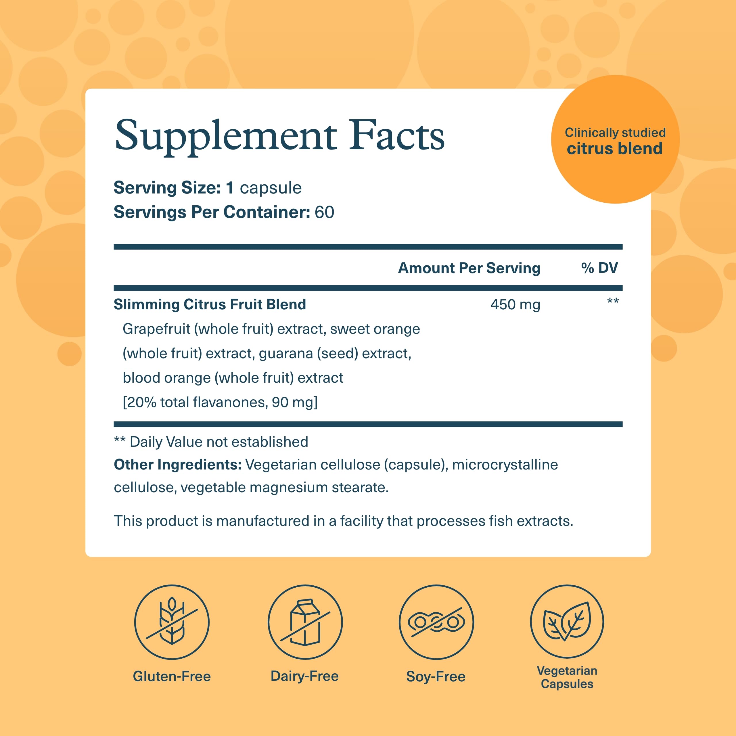 Close-up of Youtheory Slimming Citrus capsules showing vegan formula.