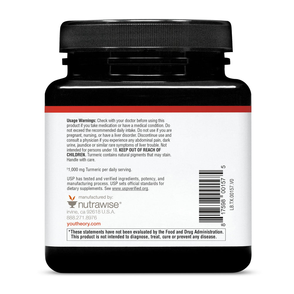 Youtheory Turmeric Extra Strength black pepper extract note on packaging