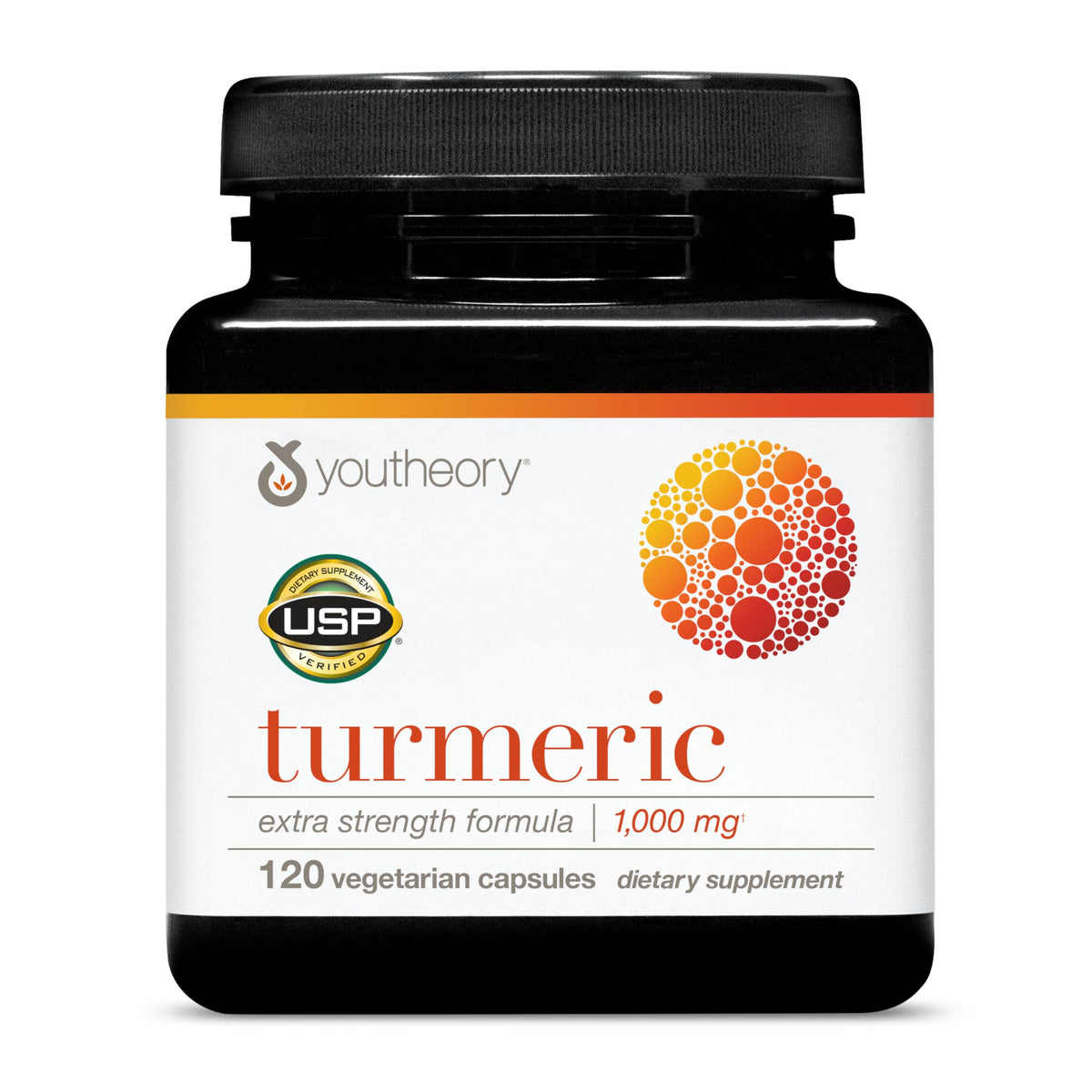 Youtheory Turmeric Extra Strength bottle front view highlighting potency
