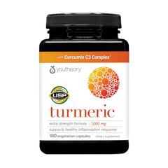 Youtheory Turmeric Extra Strength bottle promotes joint support.