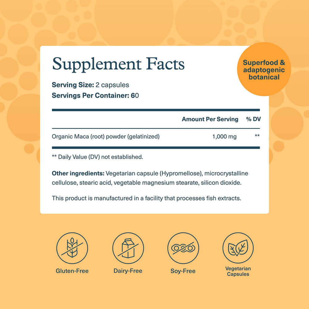 Youtheory Women's Maca Root capsules close-up highlighting vegan wellness