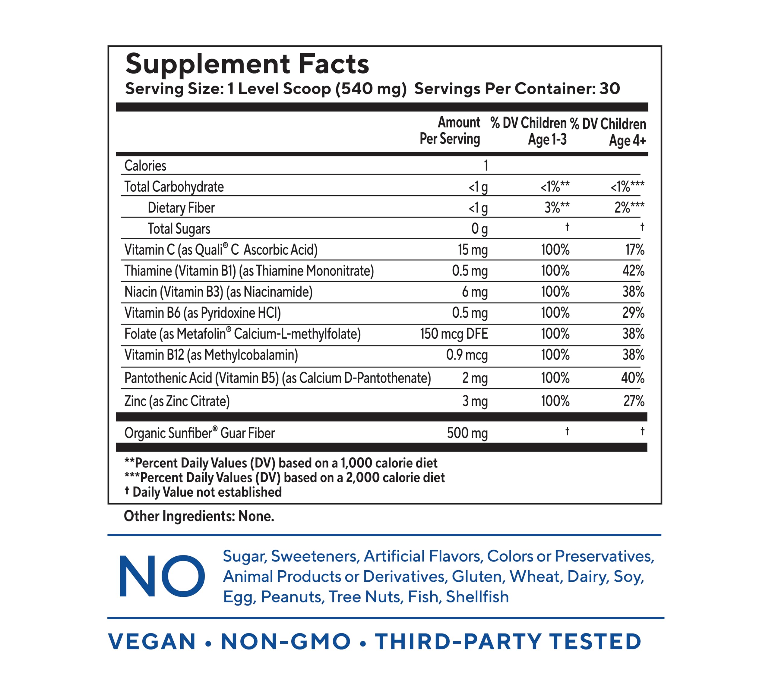 You+yours tasteless multivitamin powder for kids blends into beverages with no taste change