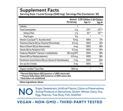 You+yours tasteless multivitamin powder for kids blends into beverages with no taste change