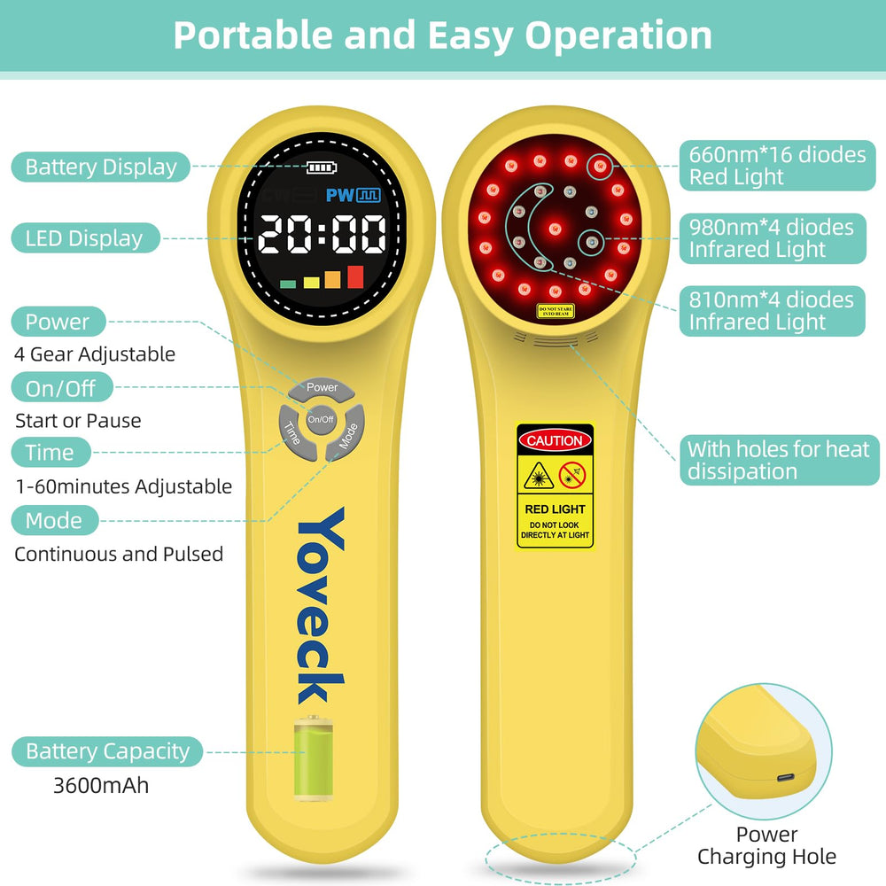 Yoveck handheld device in use on the shoulder for at-home therapy
