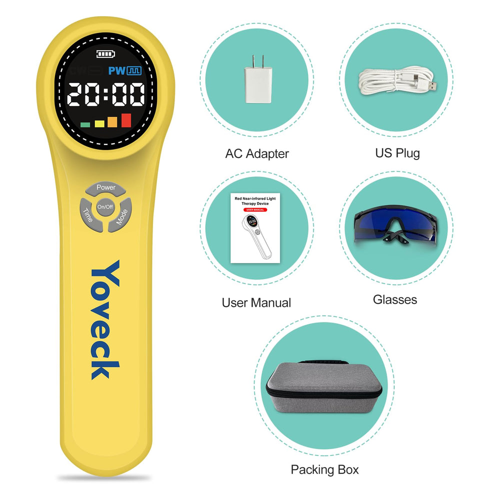 Yoveck package includes accessories for charging and safe use