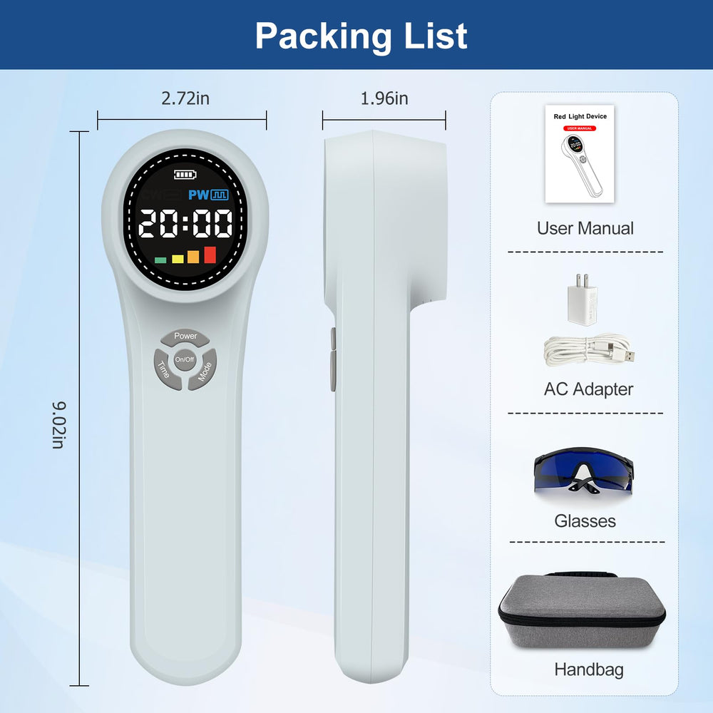 Yoveck red light therapy device packaged with accessories for home use