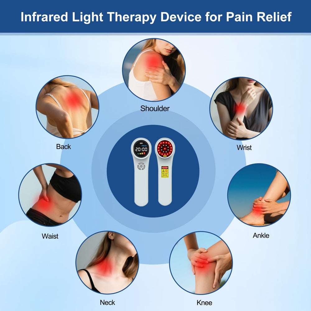 Yoveck red light therapy device used on knee for targeted relief and improved comfort