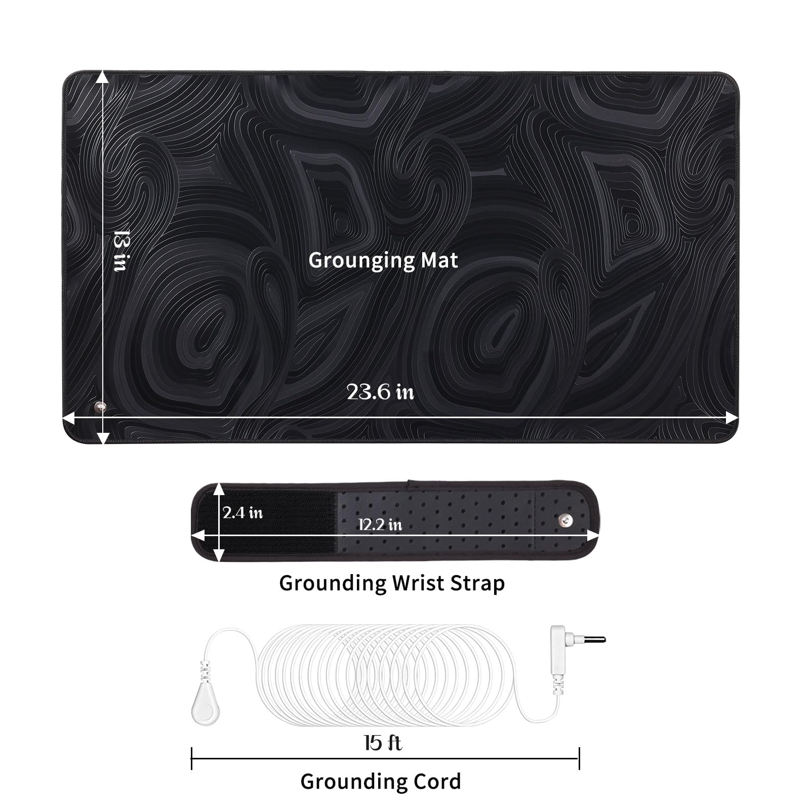 YRSHJJA grounding mat showing included grounding cord for easy setup