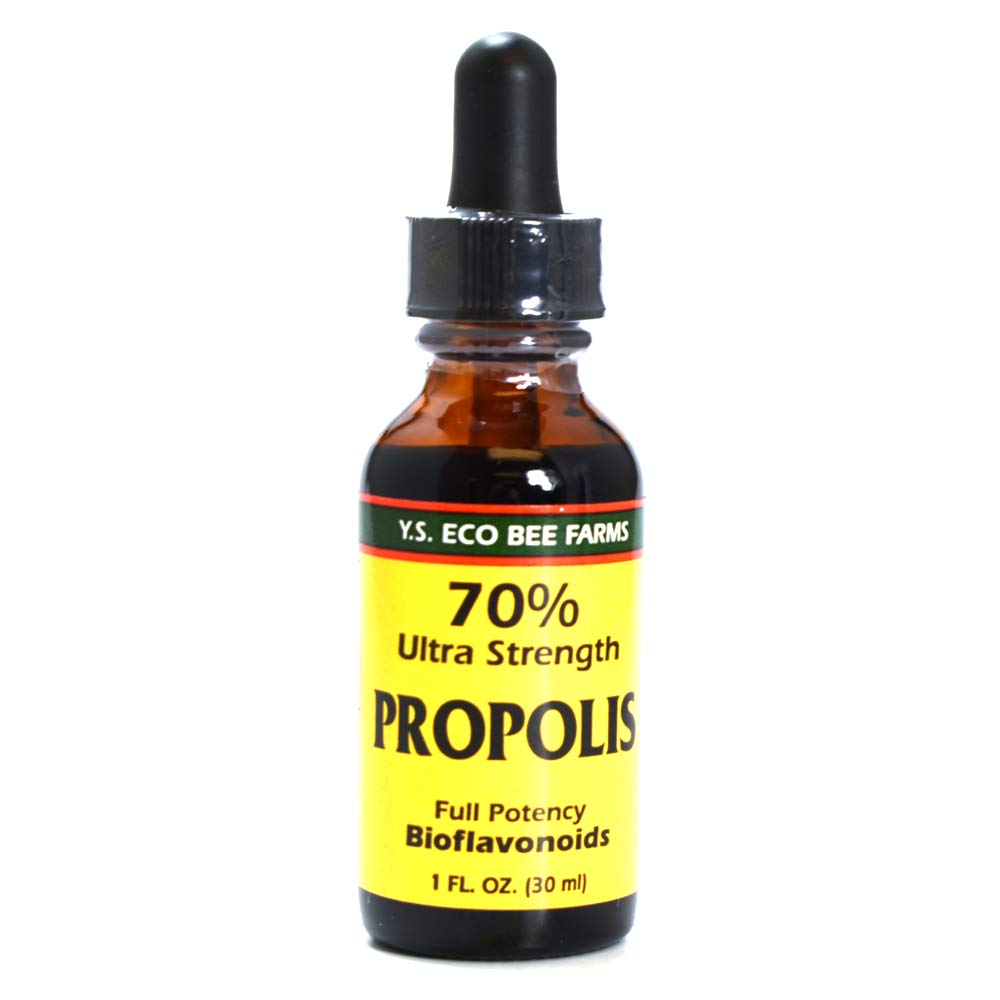 YS Eco Bee Farms propolis bottle pour shows concentrated formula for easy dosing