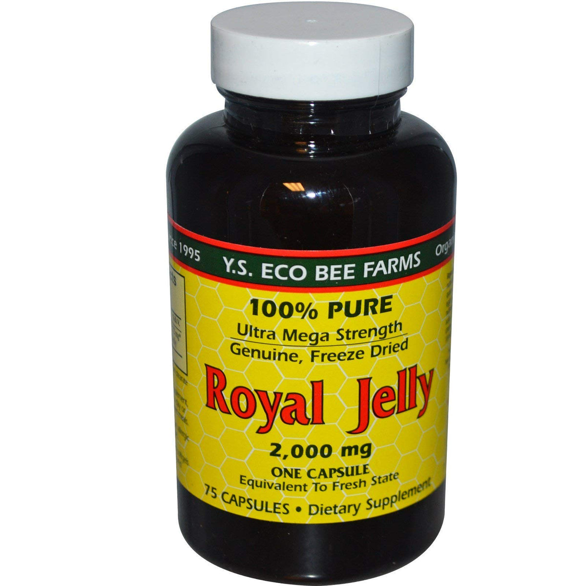 YS Eco Bee Farms Royal Jelly 2000 mg bottle for daily vitality and routine.