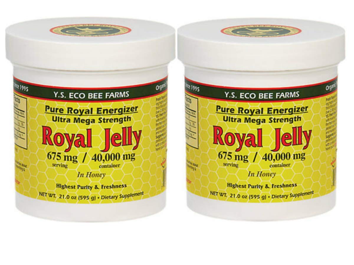 YS Eco Bee Farms royal jelly in honey bottle close-up showing premium freshness and texture