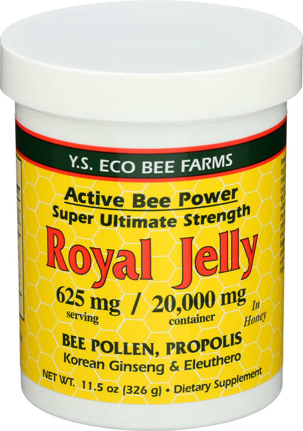 YS Eco Bee Farms royal jelly in honey gel jar for daily nutrition and taste.