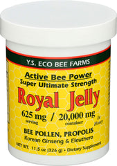 YS Eco Bee Farms royal jelly in honey gel jar for daily nutrition and taste.