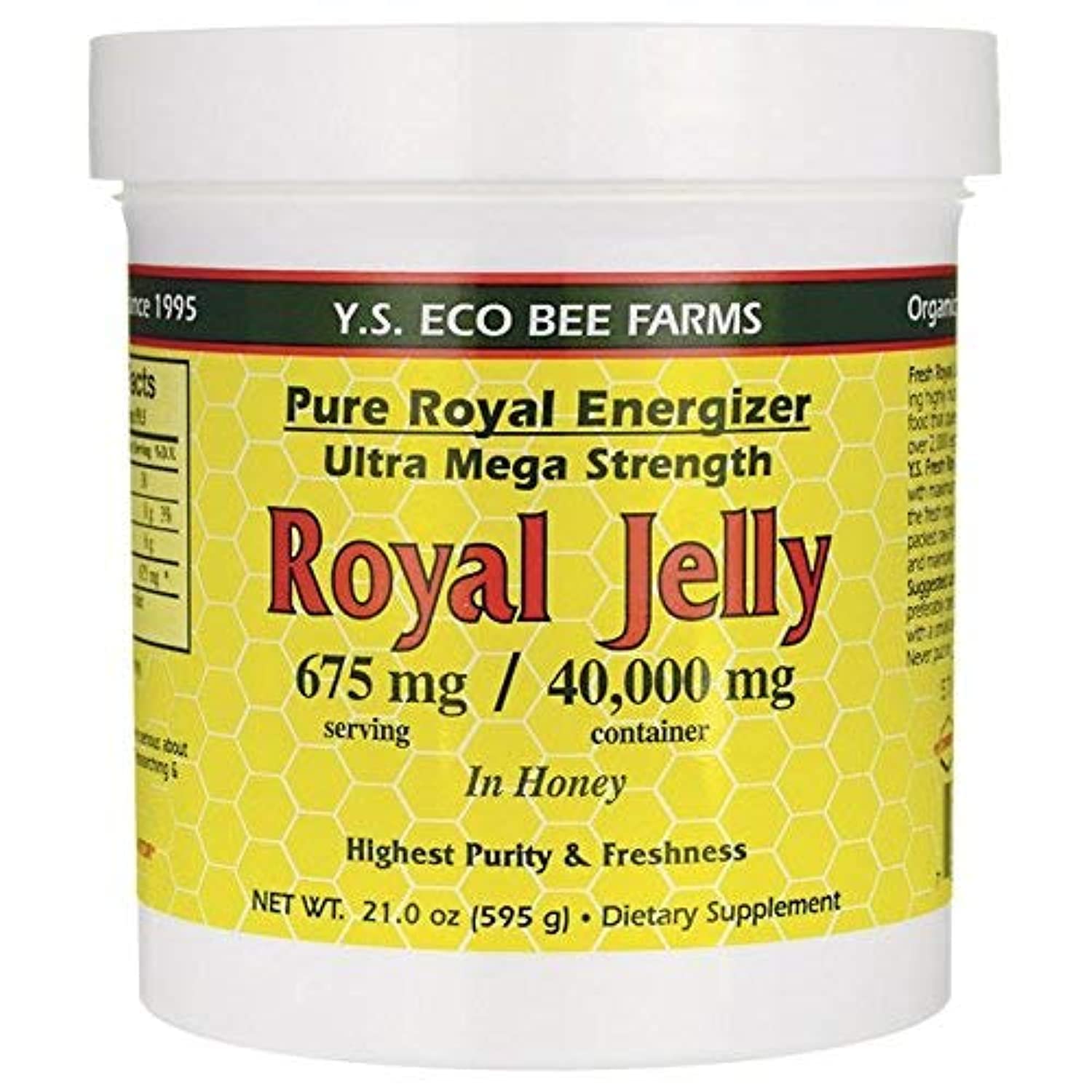 YS Eco Bee Farms royal jelly in honey jar being poured for daily nourishment