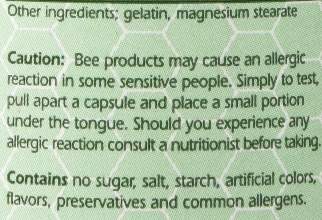 YS Organics Bee Pollen bottle side view highlighting gluten-free formula.