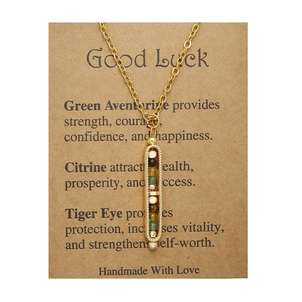 Yspokfay healing crystals necklace with golden chain and natural stones