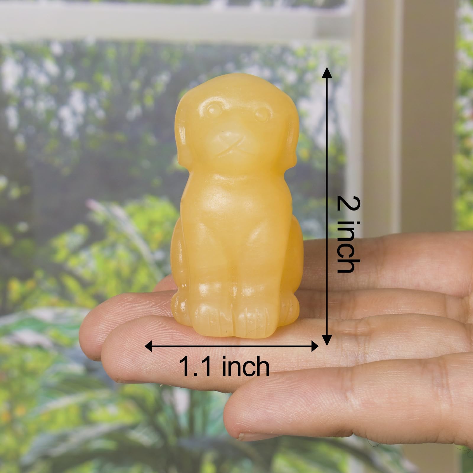 Ytbeoxk crystal dog figurine in natural yellow jade, for Feng Shui energy and focus