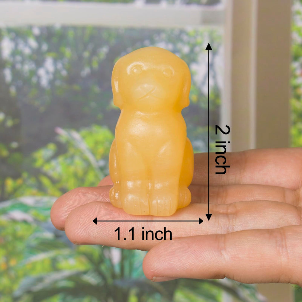 Ytbeoxk crystal dog figurine in natural yellow jade, for Feng Shui energy and focus