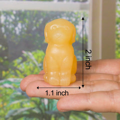 Ytbeoxk crystal dog figurine in natural yellow jade, for Feng Shui energy and focus
