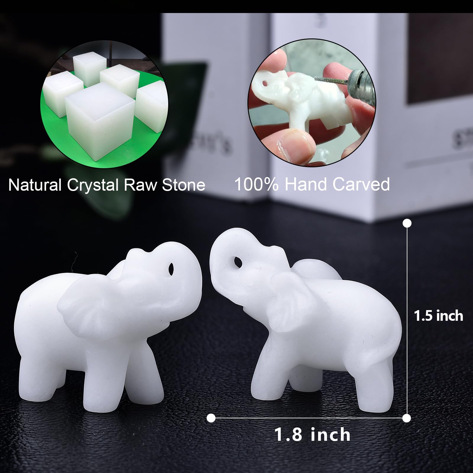 Ytbeoxk hand-carved jade elephant with natural patterns suitable as a thoughtful gift.
