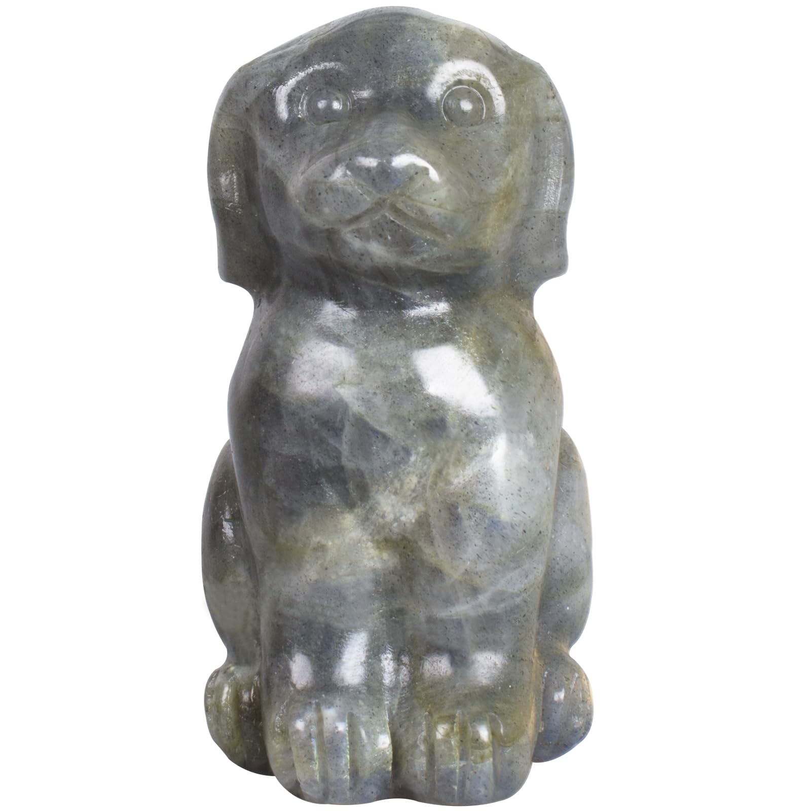 Ytbeoxk Labradorite dog crystal sculpture – compact 2-inch display piece for desks