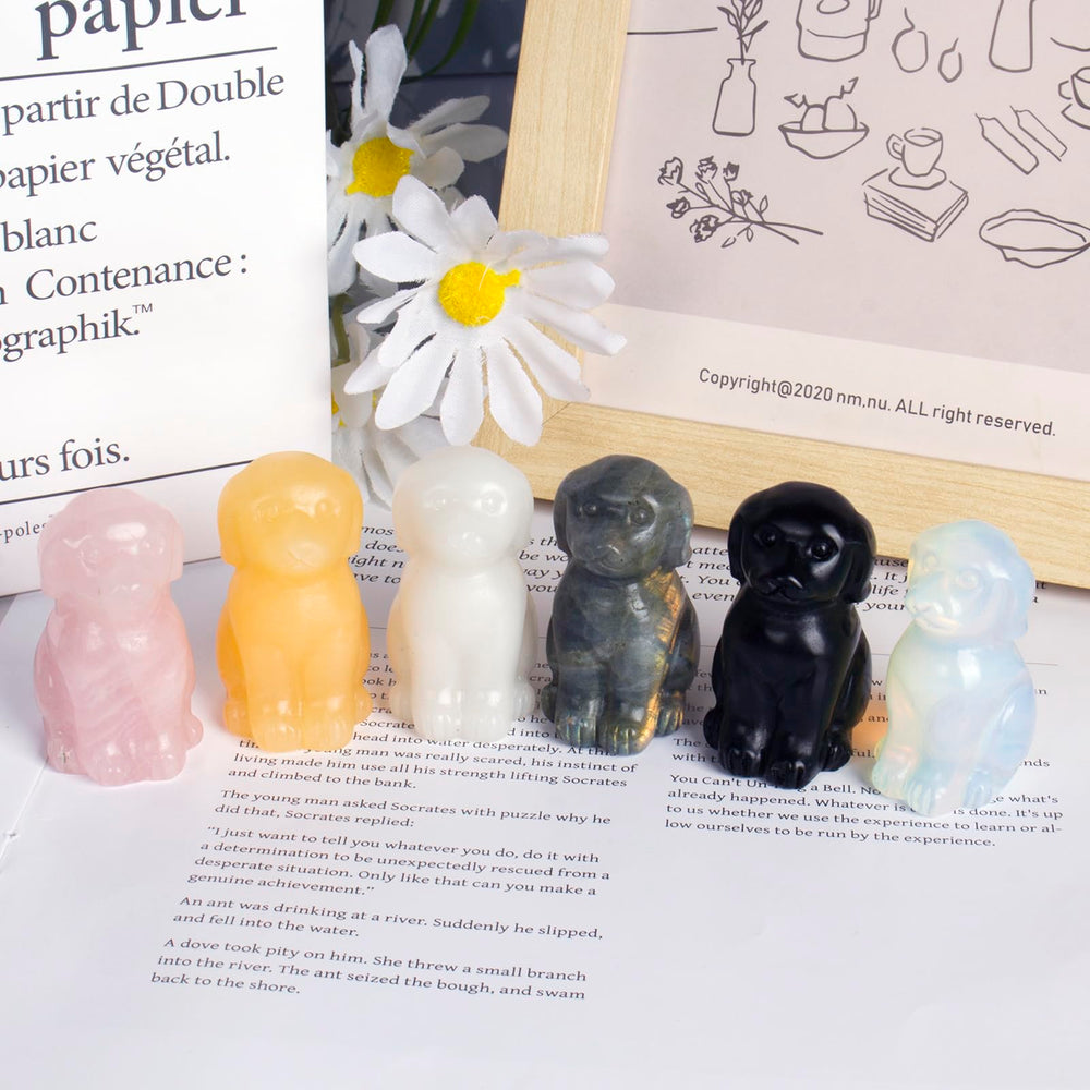 Ytbeoxk Labradorite dog display piece ideal for pet lovers and gifting