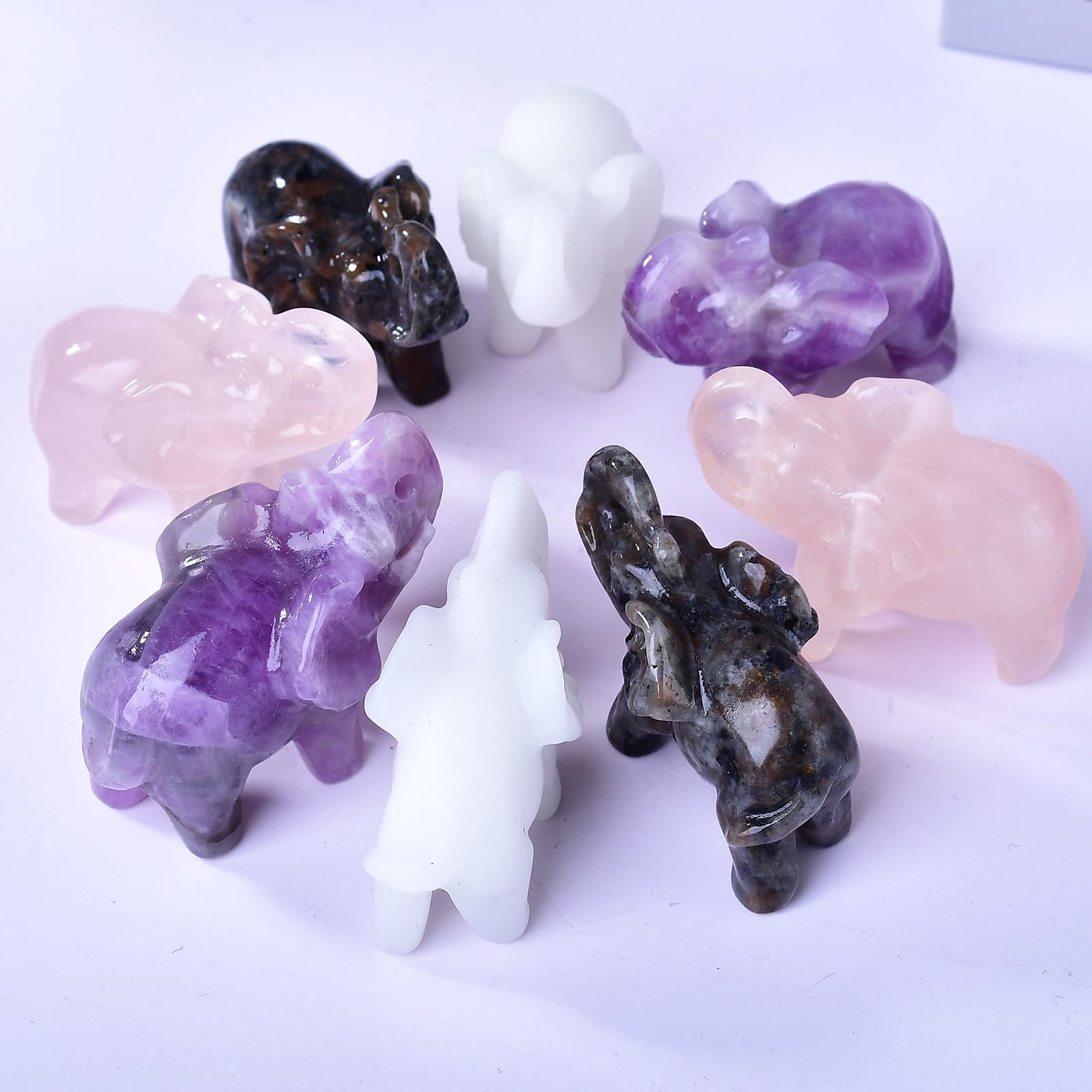 Ytbeoxk pocket-size crystal elephant ideal for carry and personal energy.