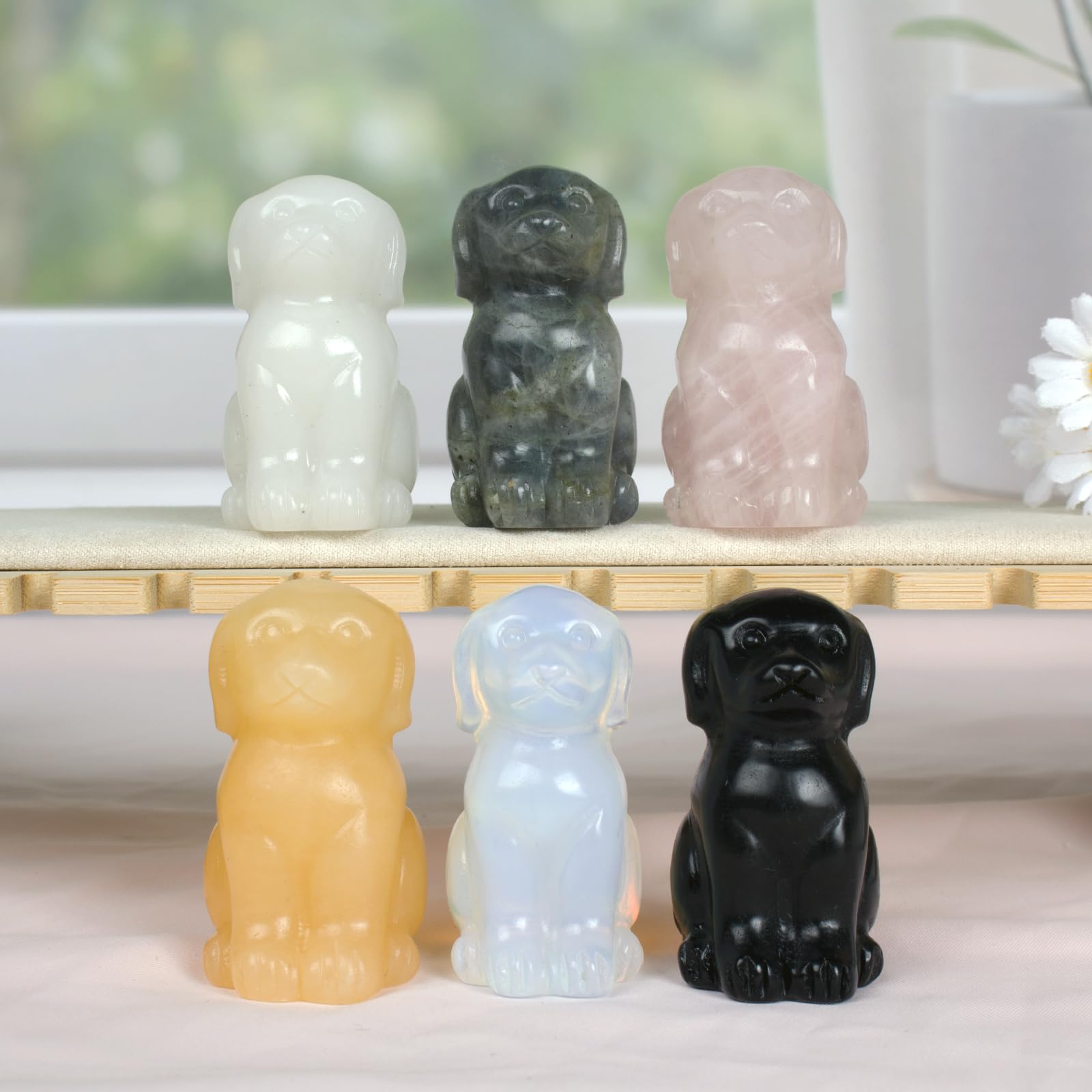 Ytbeoxk crystal dog decor supports positive energy on home or office desks