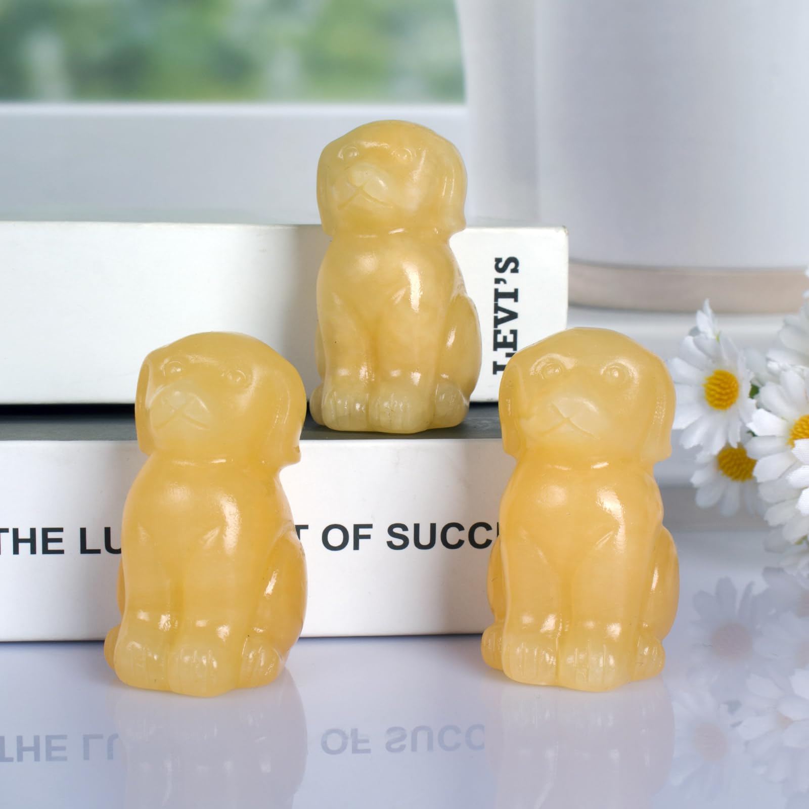 Ytbeoxk yellow jade dog on office desk promotes positive energy and motivation