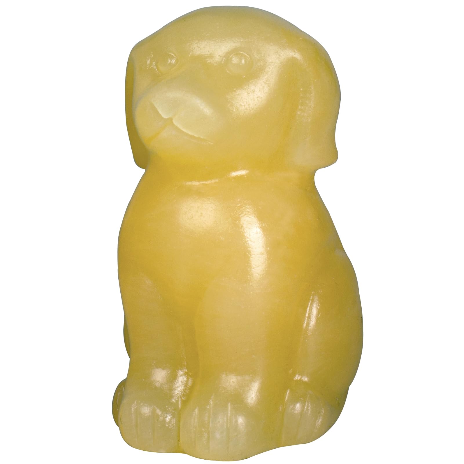 Ytbeoxk Yellow Jade Dog Sculpture close-up, highlighting handcrafted detail for stylish desk decor