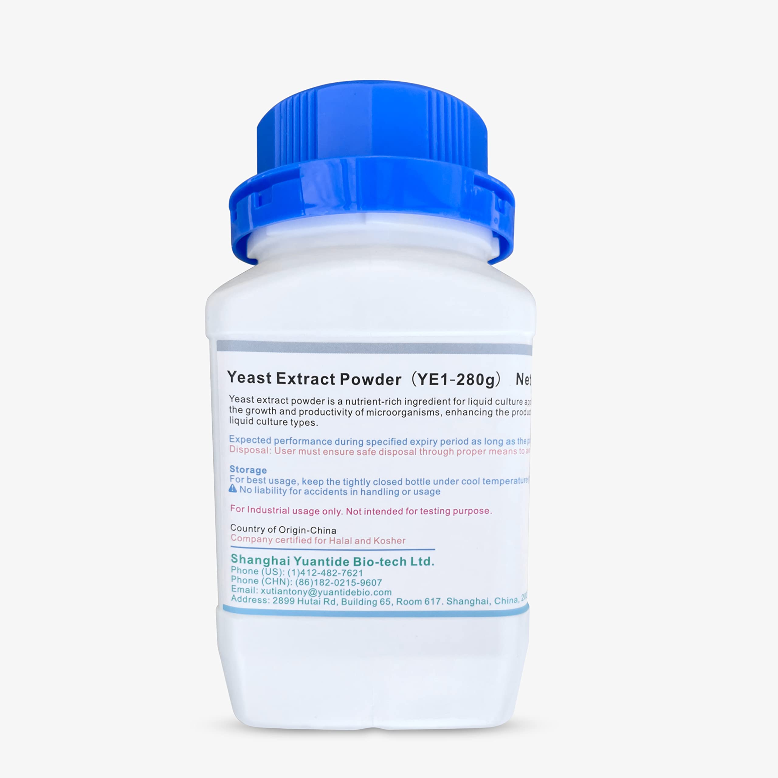 Yuantide YC01 yeast extract powder in a bottle boosts microbial culture prep