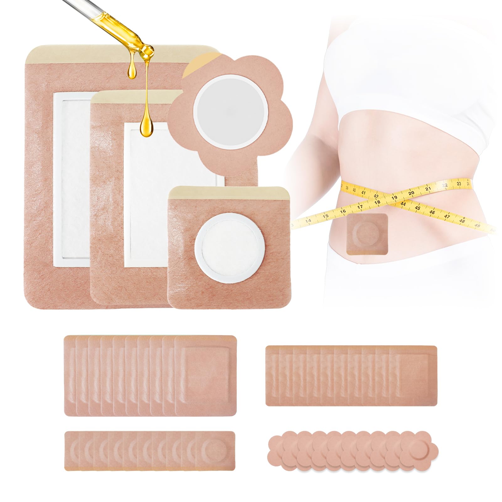 Yuelong 40-piece castor oil patches pack, versatile at-home body care.
